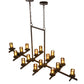 Meyda Lighting Dante 72" 16-Light Mahogany Bronze Chandelier With Clear Amber Shade Glass