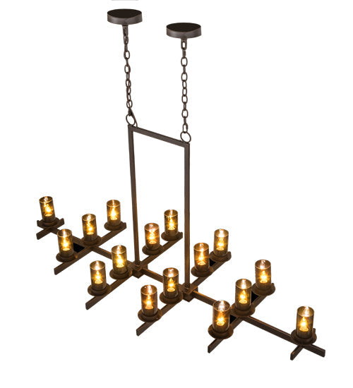Meyda Lighting Dante 72" 16-Light Mahogany Bronze Chandelier With Clear Amber Shade Glass