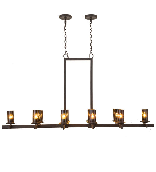 Meyda Lighting Dante 72" 16-Light Mahogany Bronze Chandelier With Clear Amber Shade Glass