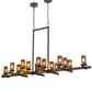 Meyda Lighting Dante 72" 16-Light Mahogany Bronze Chandelier With Clear Amber Shade Glass