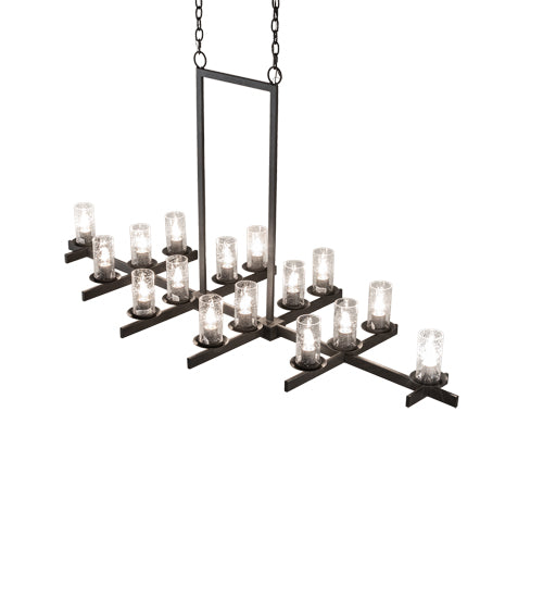 Meyda Lighting Dante 72" 16-Light Old Wrought Iron Island Chandelier With Clear Seeded Shade Glass