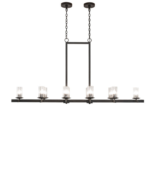Meyda Lighting Dante 72" 16-Light Old Wrought Iron Island Chandelier With Clear Seeded Shade Glass