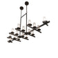 Meyda Lighting Dante 72" 16-Light Old Wrought Iron Island Chandelier With Clear Seeded Shade Glass