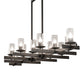 Meyda Lighting Dante 72" 16-Light Old Wrought Iron Island Chandelier With Clear Seeded Shade Glass