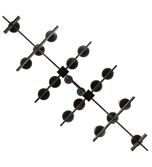 Meyda Lighting Dante 72" 16-Light Old Wrought Iron Island Chandelier With Clear Seeded Shade Glass
