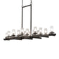 Meyda Lighting Dante 72" 16-Light Old Wrought Iron Island Chandelier With Clear Seeded Shade Glass