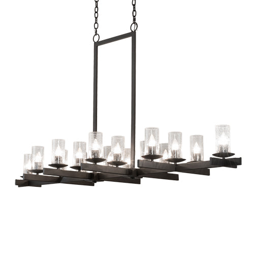Meyda Lighting Dante 72" 16-Light Old Wrought Iron Island Chandelier With Clear Seeded Shade Glass