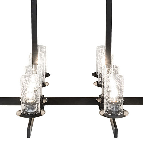 Meyda Lighting Dante 72" 16-Light Solar Black Chandelier With Clear Seeded Shade Glass