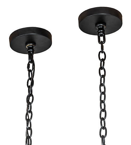 Meyda Lighting Dante 72" 16-Light Solar Black Chandelier With Clear Seeded Shade Glass