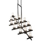 Meyda Lighting Dante 72" 16-Light Solar Black Chandelier With Clear Seeded Shade Glass