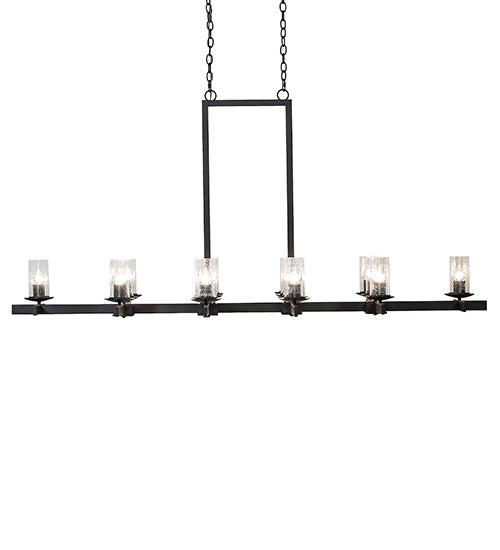 Meyda Lighting Dante 72" 16-Light Solar Black Chandelier With Clear Seeded Shade Glass