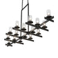 Meyda Lighting Dante 72" 16-Light Solar Black Chandelier With Clear Seeded Shade Glass