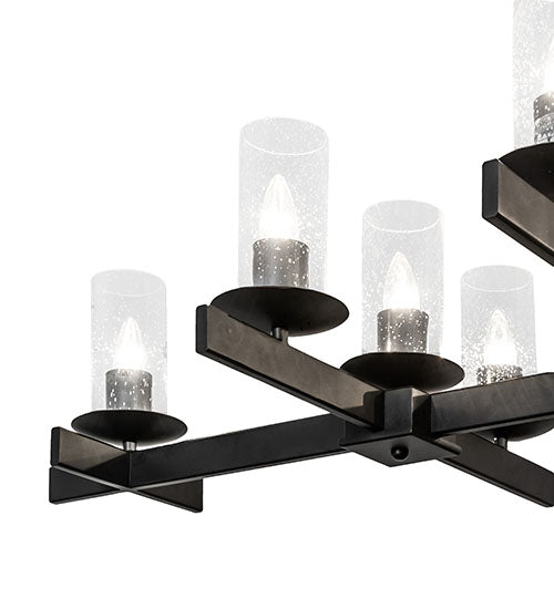 Meyda Lighting Dante 72" 16-Light Solar Black Chandelier With Clear Seeded Shade Glass