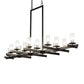 Meyda Lighting Dante 72" 16-Light Solar Black Chandelier With Clear Seeded Shade Glass