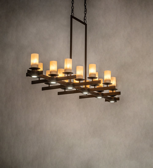 Meyda Lighting Dante 72" 16-Light Tyler Bronze Chandelier With Sahara Taupe Idalight Shade