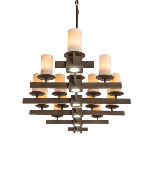 Meyda Lighting Dante 72" 16-Light Tyler Bronze Chandelier With Sahara Taupe Idalight Shade