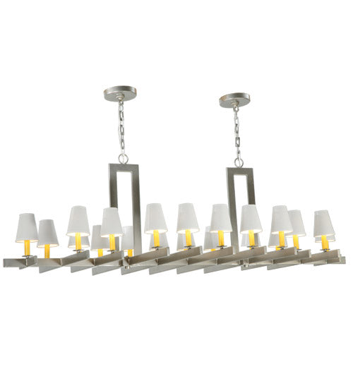 Meyda Lighting Dante 72" 20-Light Nickel Island Chandelier With White Parchment Shade