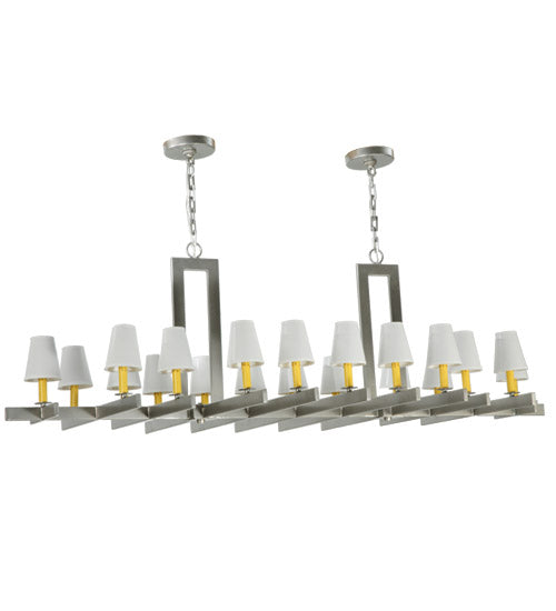 Meyda Lighting Dante 72" 20-Light Nickel Island Chandelier With White Parchment Shade