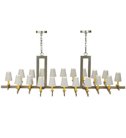 Meyda Lighting Dante 72" 20-Light Nickel Island Chandelier With White Parchment Shade