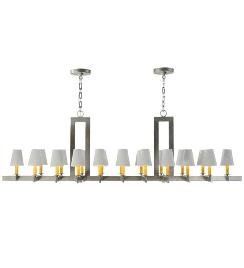 Meyda Lighting Dante 72" 20-Light Nickel Island Chandelier With White Parchment Shade