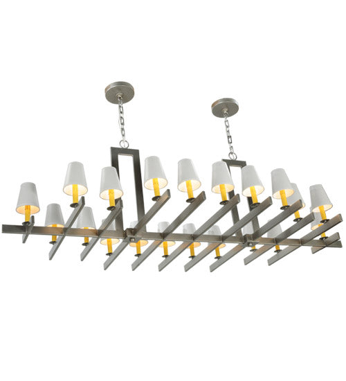 Meyda Lighting Dante 72" 20-Light Nickel Island Chandelier With White Parchment Shade