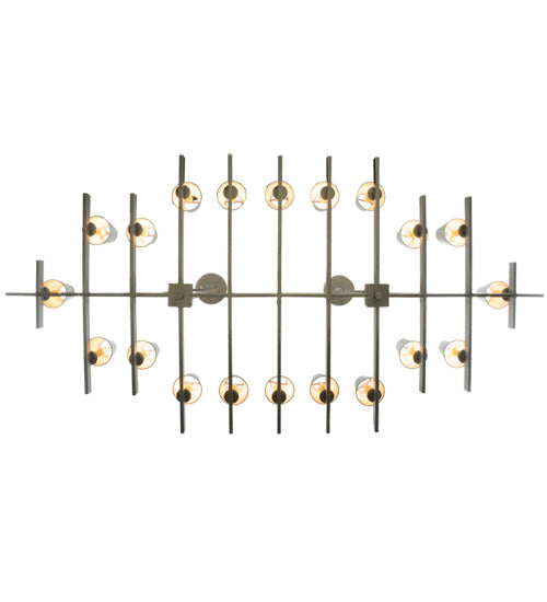 Meyda Lighting Dante 72" 20-Light Nickel Island Chandelier With White Parchment Shade