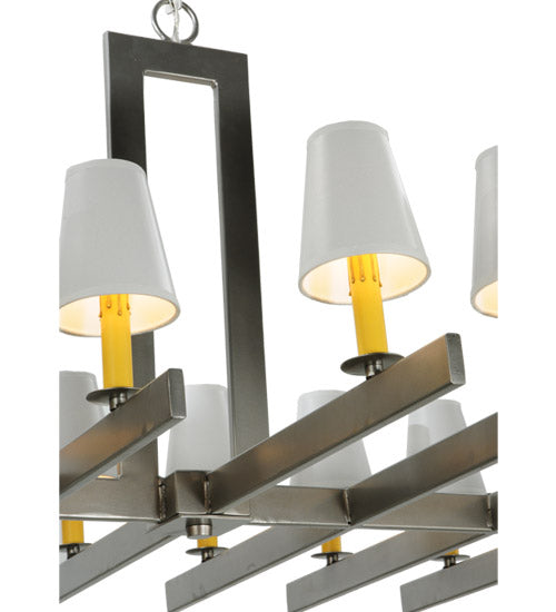Meyda Lighting Dante 72" 20-Light Nickel Island Chandelier With White Parchment Shade