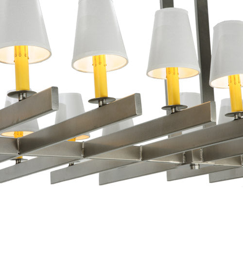 Meyda Lighting Dante 72" 20-Light Nickel Island Chandelier With White Parchment Shade