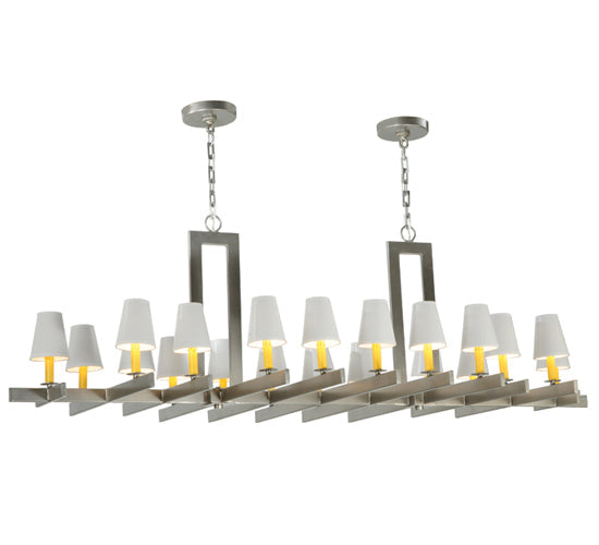 Meyda Lighting Dante 72" 20-Light Nickel Island Chandelier With White Parchment Shade