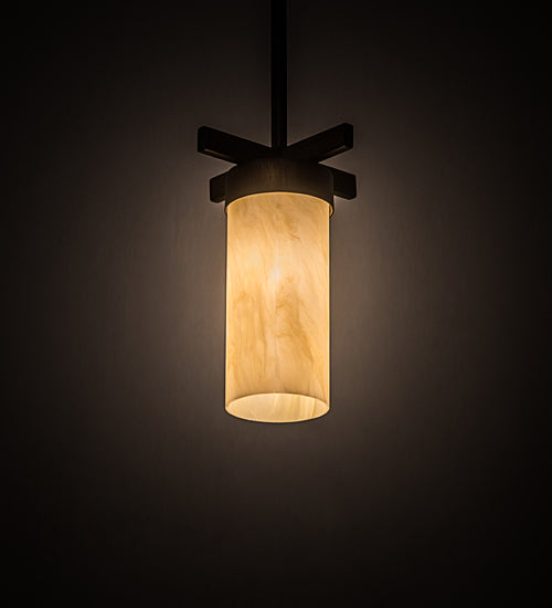 Meyda Lighting Dante 8" Cimarron Bronze Mini Pendant Light With Botticino Idalight Shade