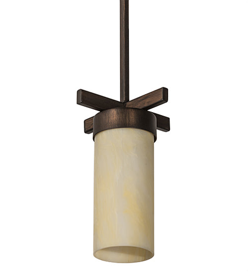 Meyda Lighting Dante 8" Cimarron Bronze Mini Pendant Light With Botticino Idalight Shade