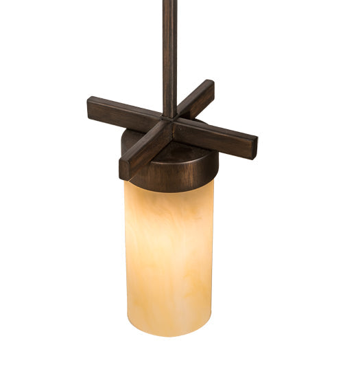 Meyda Lighting Dante 8" Cimarron Bronze Mini Pendant Light With Botticino Idalight Shade
