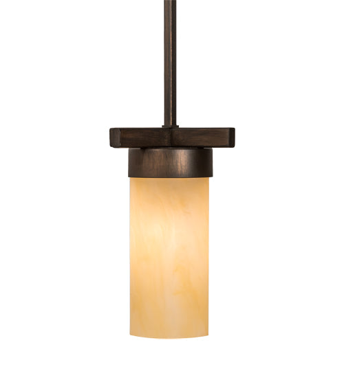 Meyda Lighting Dante 8" Cimarron Bronze Mini Pendant Light With Botticino Idalight Shade
