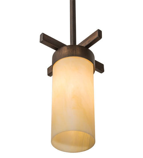 Meyda Lighting Dante 8" Cimarron Bronze Mini Pendant Light With Botticino Idalight Shade