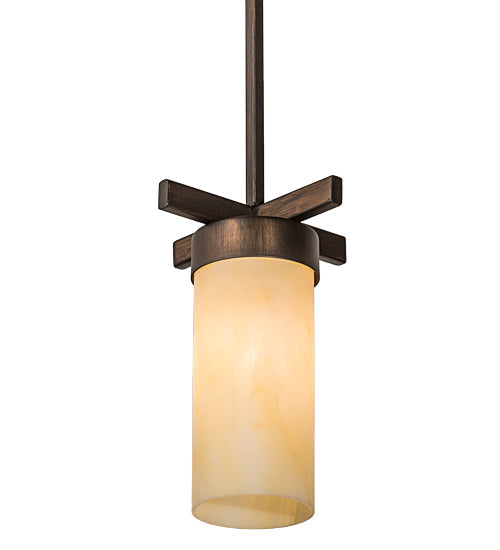 Meyda Lighting Dante 8" Cimarron Bronze Mini Pendant Light With Botticino Idalight Shade