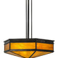 Meyda Lighting Davis Street 45" Craftsman Brown On Waxed Brass Inverted Pendant Light With Octagon Honey Amber Shade Glass