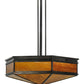 Meyda Lighting Davis Street 45" Craftsman Brown On Waxed Brass Inverted Pendant Light With Octagon Honey Amber Shade Glass