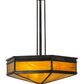 Meyda Lighting Davis Street 45" Craftsman Brown On Waxed Brass Inverted Pendant Light With Octagon Honey Amber Shade Glass