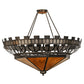 Meyda Lighting Davis Street 55" 12-Light Craftsman Brown On Waxed Brass Inverted Pendant Light With Amber Shade Glass