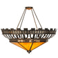 Meyda Lighting Davis Street 55" 12-Light Craftsman Brown On Waxed Brass Inverted Pendant Light With Amber Shade Glass