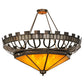 Meyda Lighting Davis Street 55" 12-Light Craftsman Brown On Waxed Brass Inverted Pendant Light With Amber Shade Glass