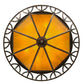 Meyda Lighting Davis Street 55" 12-Light Craftsman Brown On Waxed Brass Inverted Pendant Light With Amber Shade Glass