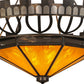 Meyda Lighting Davis Street 55" 12-Light Craftsman Brown On Waxed Brass Inverted Pendant Light With Amber Shade Glass