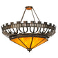 Meyda Lighting Davis Street 55" 12-Light Craftsman Brown On Waxed Brass Inverted Pendant Light With Amber Shade Glass