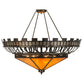 Meyda Lighting Davis Street 55"W x 46"H 12-Light Craftsman Brown On Waxed Brass Inverted Pendant Light With Ambra Siena Idalight Shade