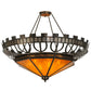 Meyda Lighting Davis Street 55"W x 46"H 12-Light Craftsman Brown On Waxed Brass Inverted Pendant Light With Ambra Siena Idalight Shade