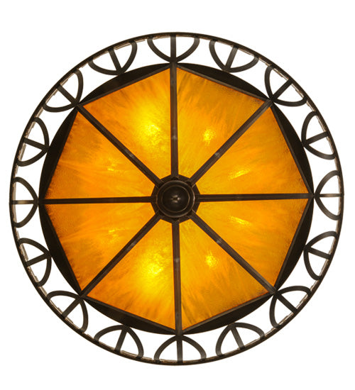 Meyda Lighting Davis Street 55"W x 62"H 12-Light Craftsman Brown Inverted Pendant Light With Botticino Idalight Shade