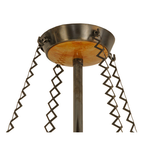 Meyda Lighting Davis Street 55"W x 62"H 12-Light Craftsman Brown Inverted Pendant Light With Botticino Idalight Shade