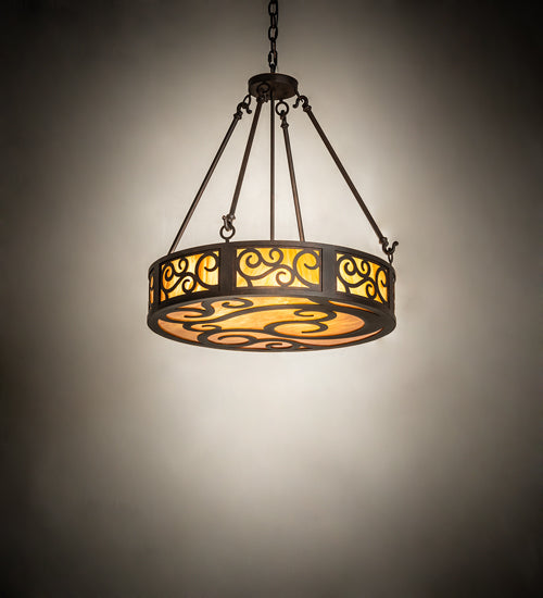 Meyda Lighting Dean 24" 3-Light Cajun Spice Inverted Pendant Light With Ambra Siena Idalight Shade