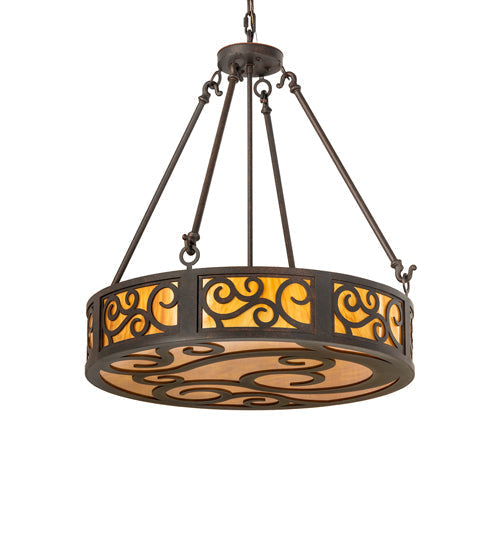 Meyda Lighting Dean 24" 3-Light Cajun Spice Inverted Pendant Light With Ambra Siena Idalight Shade